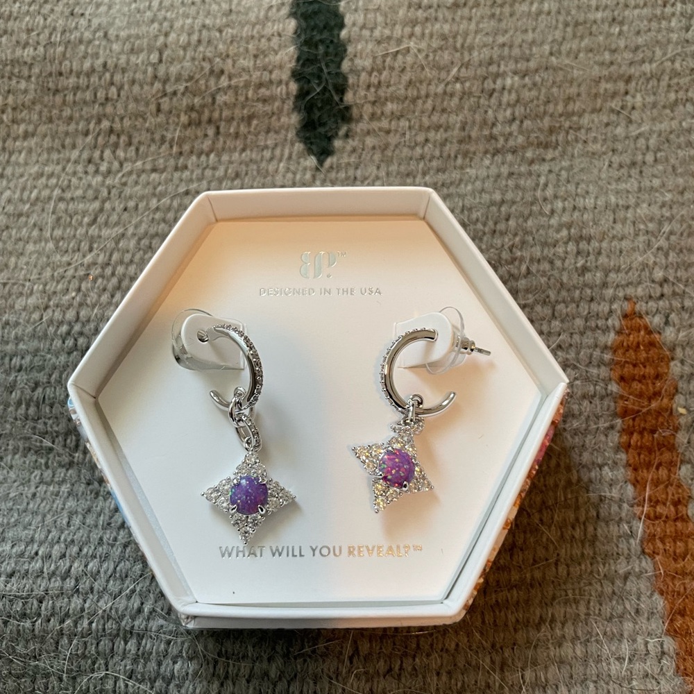 Silver and Purple Bomb Party Eartings